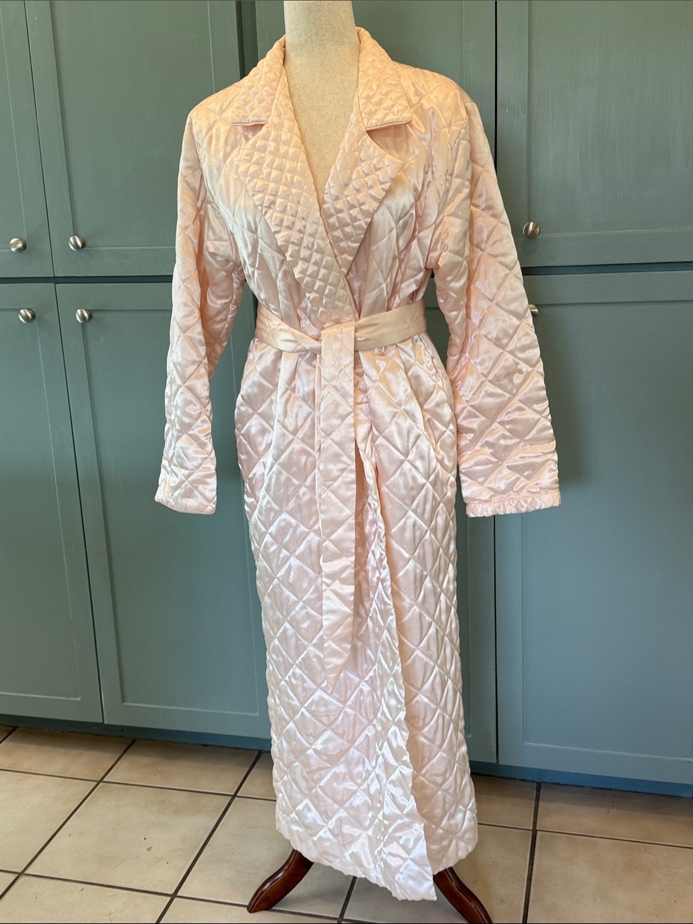 Dior Quilted Satin Long Robe - Pale Pink